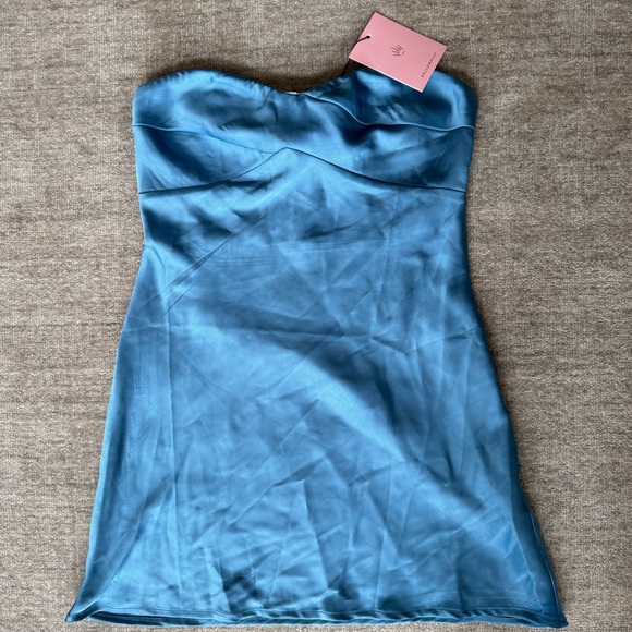 Hello Molly Blue Slip Satin Mini Dress - Picture 2 of 5